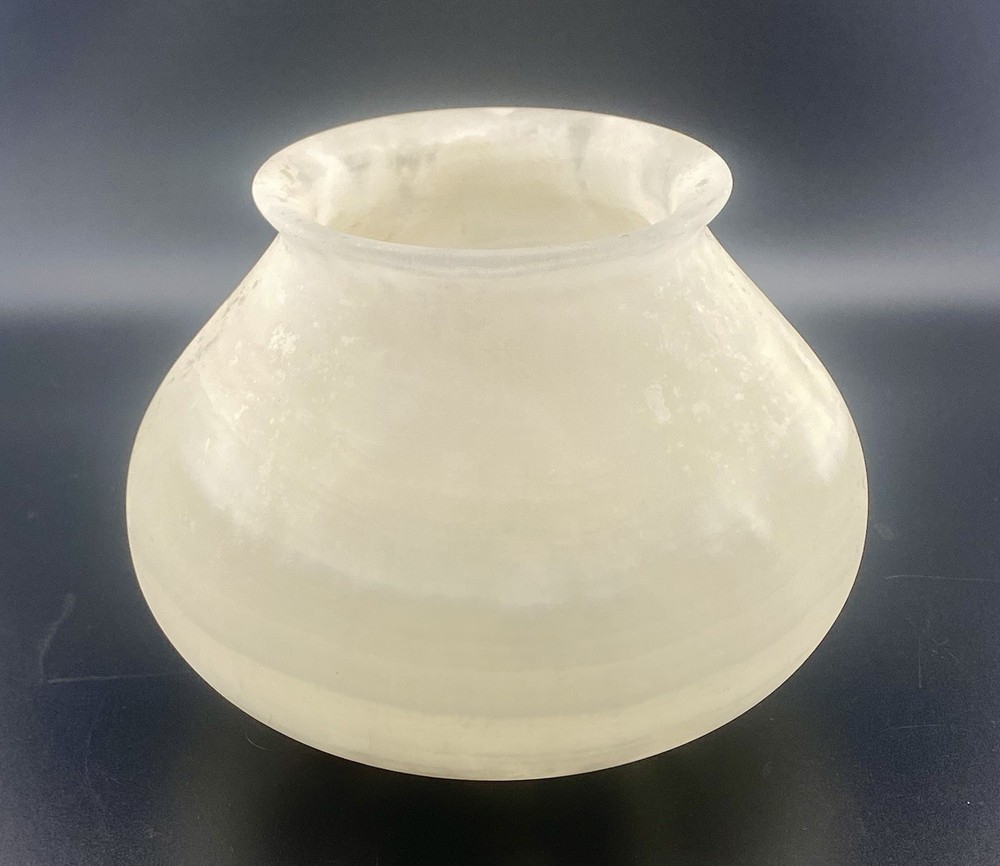 VTG MCM Handcarved Egyptian Translucent Alabaster Stone Pot / Bowl