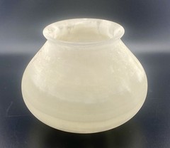 VTG MCM Handcarved Egyptian Translucent Alabaster Stone Pot / Bowl