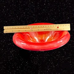 Antique 1920s Northwood Chinese Coral Amberina UV Glow Footed Rolled Rim Bowl