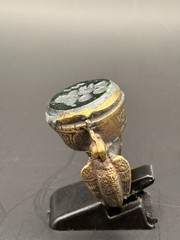Ancient Roman Intaglio Ring Bronze Engraved Intaglio Ancient Green Jade Ring