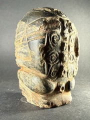 RARE ANCIENT PRE COLUMBIAN DENSE STONE CARVED TRIBAL STATUE FIGURINE C 600-900AD