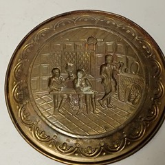 Vintage Brass Wall Plate Pair 10″Old Time Tavern Made in England Rare