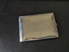 1910 Edwardian Cigarette/Business Cards Holder. Silverpalted