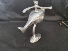 Vintage Modernist Metal & Capiz-Shell Helicopter Sculpture