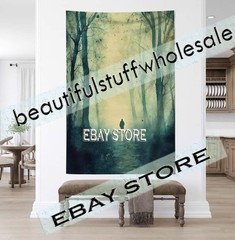 Ghostly Forest Walk Tapestry forest fog gothic lonely 39X59 in