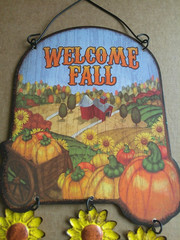 “Fall Welcome” Burlap Harvest and Autumn Hanging Decorative Sign