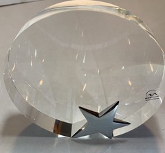 Sale Vintage Maxcrystal Circular Optical Crystal Piece W/ Polished Metal Star