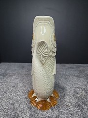 Vintage FITZ & FLOYD Hand Painted KOI Fish & SHELL PITCHER/VASE (Signed) READ!
