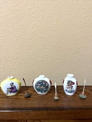 VTG Qianlong Sign Chinese Oriental Snuff 3 Perfume Bottle Enamel/Copper JADE CAP
