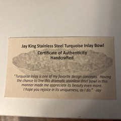 Jay King Turquoise Inlay Scalloped Edge Mosaic Bowl 12x7x3 Stainless Steel COA
