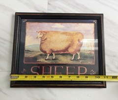 VTG Carousel Unlimited Sheep Framed Wall Art Farmhouse Country Decor Made in USA