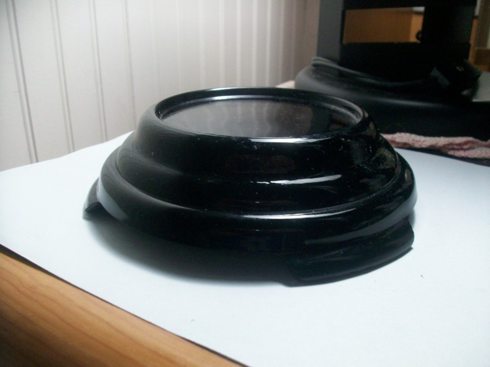 Vintage black art glass Fenton display base stand 3 footed 1 3/4″ tall Excellent