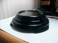 Vintage black art glass Fenton display base stand 3 footed 1 3/4″ tall Excellent