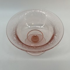 Pink Depression Glass Etching on Rim Pedestal/Footed Compote Candy/Dessert Dish
