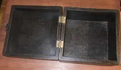 Unbranded Vintage Wooden Trinket Box With Hammered Metal Lid Hinged Wood