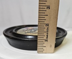 Antique vtg Victorian Framed Wall Hanging English Prattware Pot Lids Couple-READ