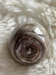 Marble Alabaster Carved Polished Egg Stripey Art Decor Paperweight 3″ Long