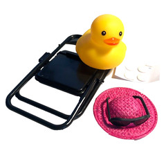 FREE SHIP – FUN BEACH CRUISING RUBBER DUCK WITH FOLDING CHAIR CRUISE DUCKIE