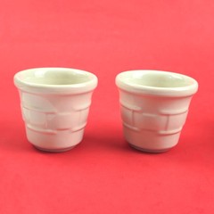LONGABERGER POTTERY: WOVEN TRADITIONS 2 PK VOTIVE CANDLE HOLDERS IVORY