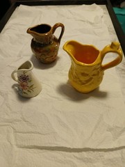 3 Decorative Collectable Mini Pitchers, Unbranded, 2.5″smallest To 4″ Tall Big