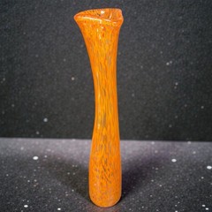 2004 Hand Blown Art Glass Vase Vessel Orange Red Spots Artist Signed Vase VTG