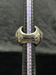 Rare Islamic Writing Turquoise Ring Silver Plated Afghanistan Origin Size 9 US