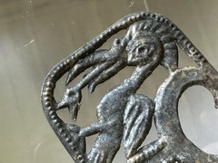 INCREDIBLE PRE-COLUMBIAN SILVER BIRD EFFIGY NOSE RING PENDANT GORGET PERU, COA