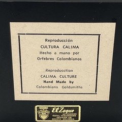 Vtg Pre-Columbian Calima Gold Figurine Replica Colombia Art Shaman Owl Signed