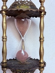 Ornate Antique Metal Glass Sand Hourglass