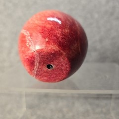 Vintage Polished Red Apple Marble Stone Fruit w/ Wood Stem