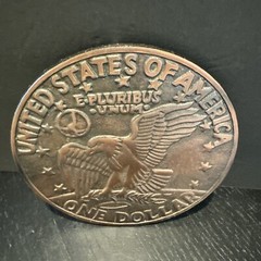 Vintage One Dollar Coin 6” Metal Wall Decor Bronze Color Trivet
