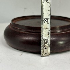Faux Wood Riser Display Stand 5” Round Metal Painted Mahogany Finish Vase Jar