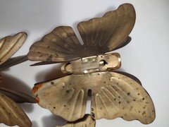 Vintage MCM Homco Set of 3 Metal Brass Copper Hanging Butterflies Wall Art Decor