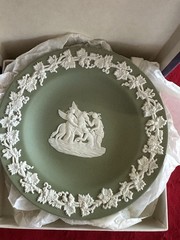 Wedgwood Sage Green Jasperware Pegasus Muses Made In England Embossed Sweet Dish