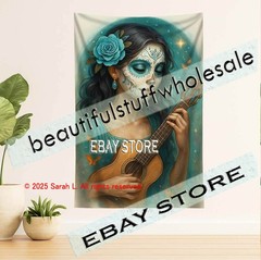 Sugar Skull Guitar Tapestry Gothic Music Fantasy picture 39X59 in
