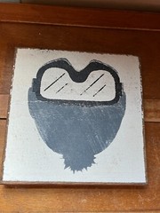 Seven Anchor Designs Made in USA Thick White Painted w Gray Ski Hat & Black Mask