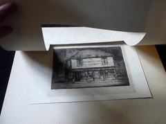 ANTIQUE UNFRAMED + MOUNT ETCHING MONOCHROME PRINT SIGNED G HUARDEL-BLY DICKENS