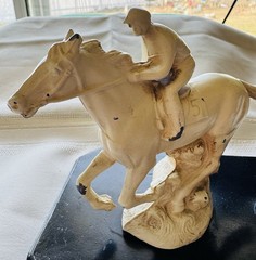Vintage Desktop Fountain Pen Holder Cast Metal Race Horse #5