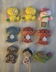 Avon fragrance glace pins Turtle gingerbread cat Chick Jack in the Box Lot of 9