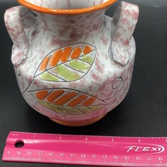 RARE Vintage Handled Made In Italy Orange Splatter Artisan Pottery Vase MCM