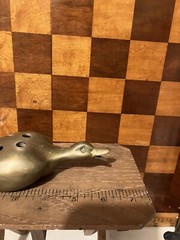Vintage Rare Metal Brass Figural Flower Frog Flying Duck Form