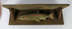 Wood Decorative Fishing Shelf Trout Rustic Lake Cabin Cottage Fathers Day 1980s