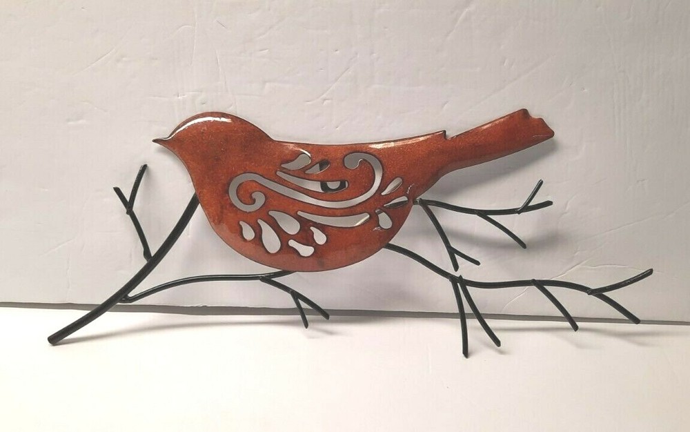 Rustic Bird On Branch Metal Wall Mount 12″ Home Décor Unbranded Pre-owned