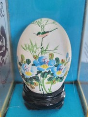 Collectible 1991 Bernina Hand Painted Egg w Menu Rare Sewing Memorabilia