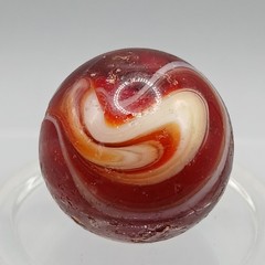 .65″ Vintage CAC Christensen Peltier Akro Red Slag Swirl Marble- #Q107
