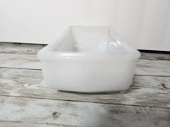 AKRO AGATE White Swirl Slag Glass Daffodil planter trinket dish catchall floral