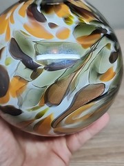 5″ Brown Orange Hand Blown Art Ocean Glass Oregon Float Coast 2013 Signed Meyer