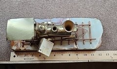Vtg Signed DeMott Brass & Copper “Western Express” Train Sculpture on Onyx Base