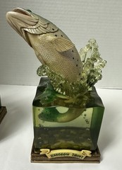 Enesco Rainbow Trout & Largemouth Bass Wistful Fisherman Figure 2008 Bookend NEW