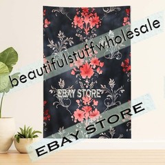Gothic Wall Tapestry Victorian Red Pattern baroque textile aesthetic 59X82 in